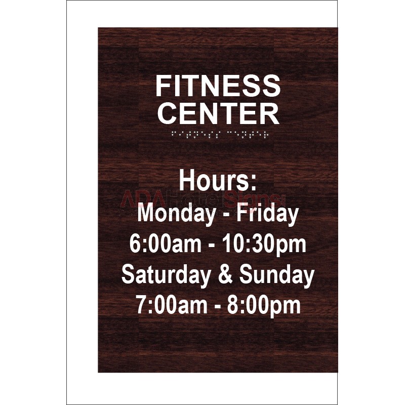 Fitness Center Hours Sign