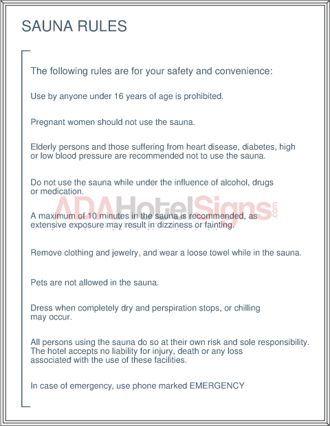 sauna rules and regulations